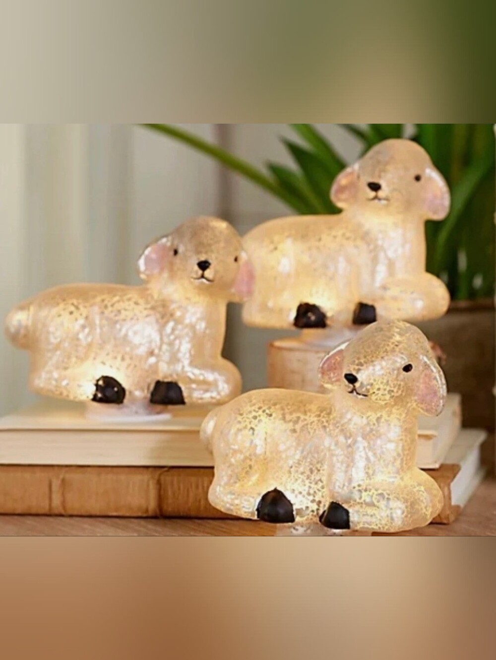 Set of 3 Luminous Lamb Figurine Lights